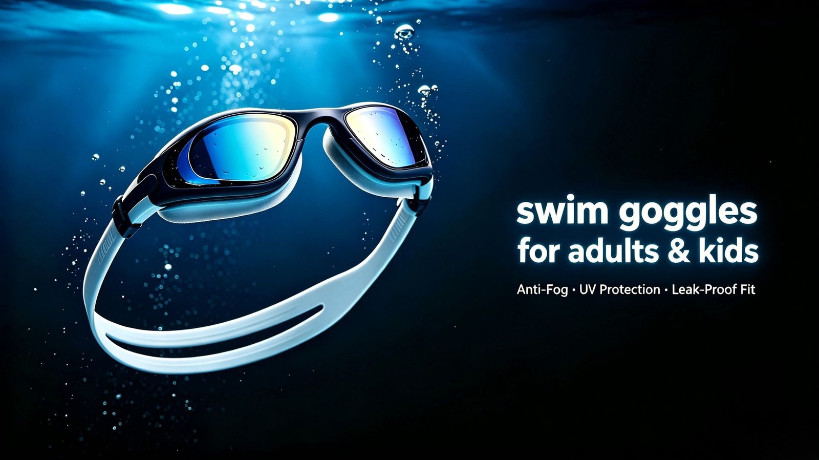 Premium swim goggles for racing and training with anti-fog and UV protection