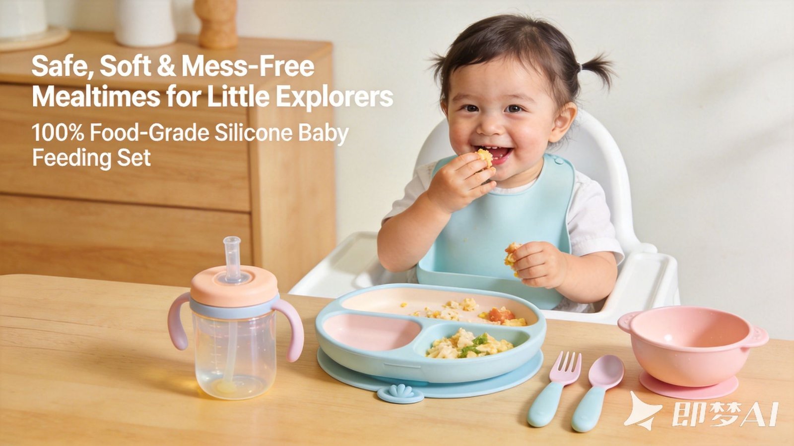 Food-grade silicone baby tableware set, safe and durable for toddlers