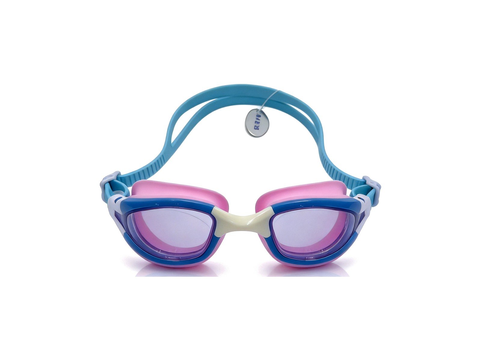 Adult racing swim goggles with low-profile curved lenses for competitive swimming