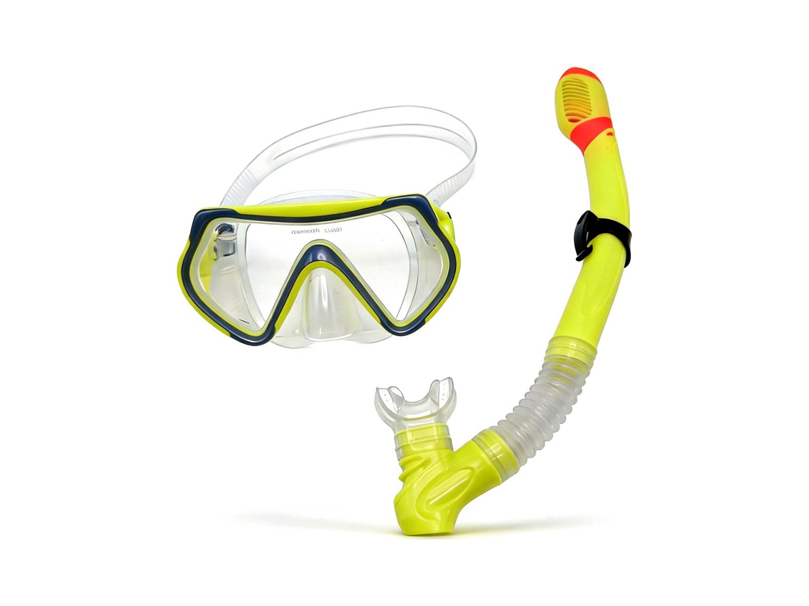 Lime silicone diving mask with tempered glass lens for snorkelling and scuba diving