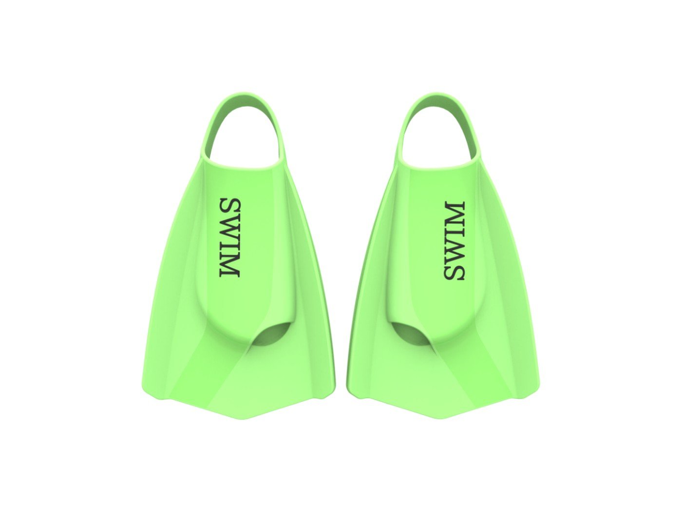 Colourful swimming training fins in pink green purple and blue