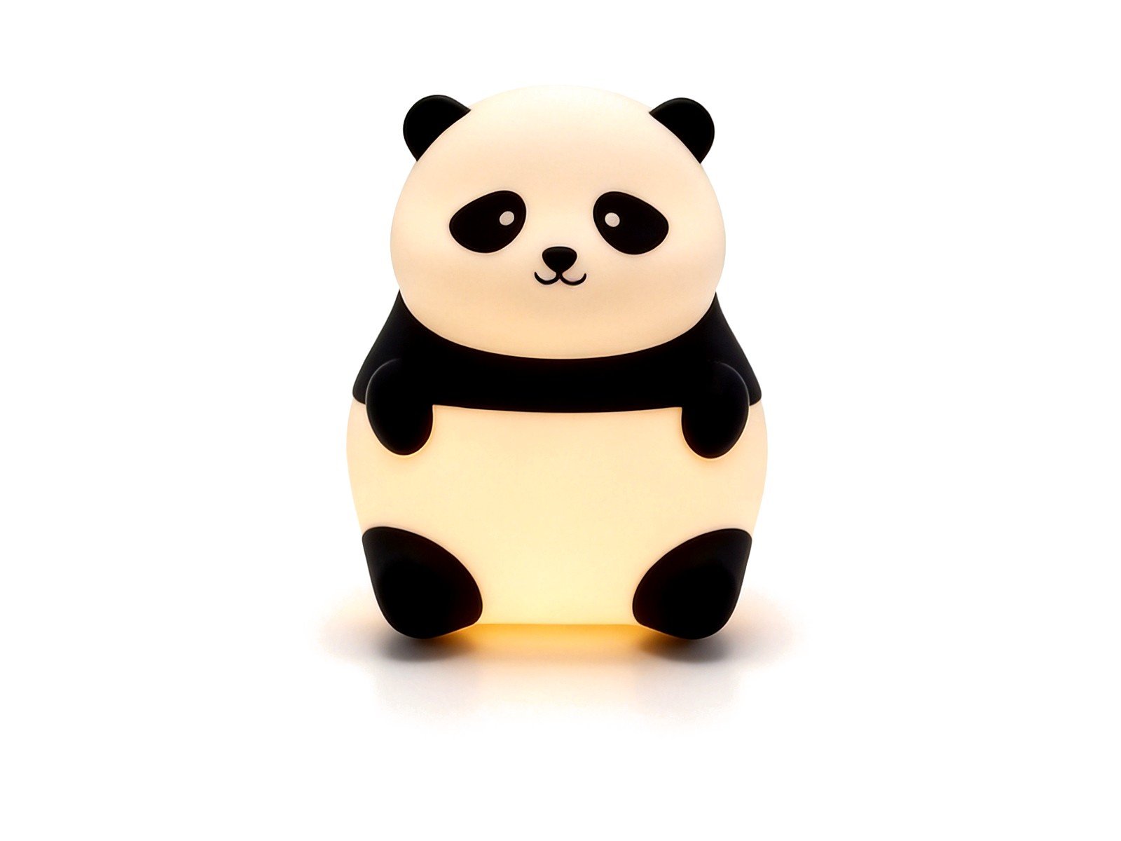 Panda shaped silicone night light for kids room, front and back view