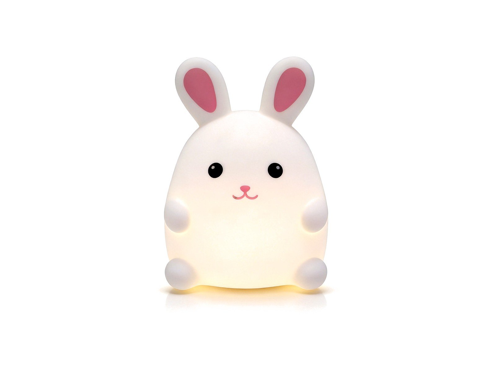 Rabbit shaped silicone night light for kids room, front and back view